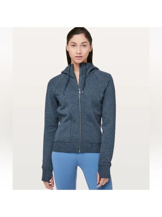 lululemon athletica Jackets & Blazers - Lululemon Huddle & Hustle Hoodie Heathered Blue Sz 6 Full Zip Sweatshirt